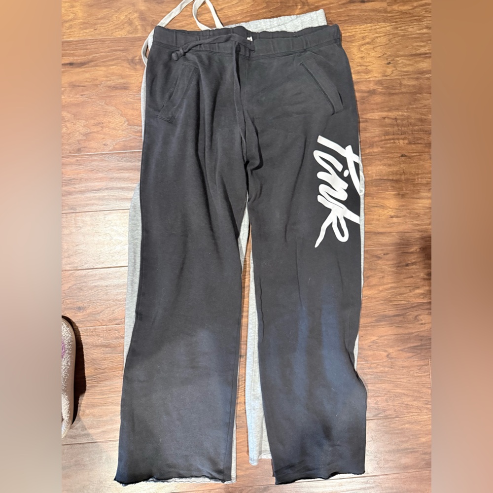 PINK Victoria's Secret Gray & Black Logo Track pants- all 3 - Picture 4 of 6